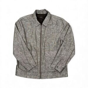 Tasso Elba Island Men's Zip Front Jacket Natural Khaki Large Linen Windbreaker